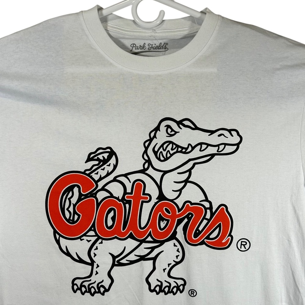Park Fields Mens White Gator Mascot Graphic T-Shirt Cotton Crewneck Large NEW